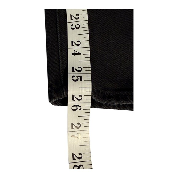 American Eagle Mom Straight Jeans Black Wash Distressed Denim Size 00 Short - Picture 8 of 8